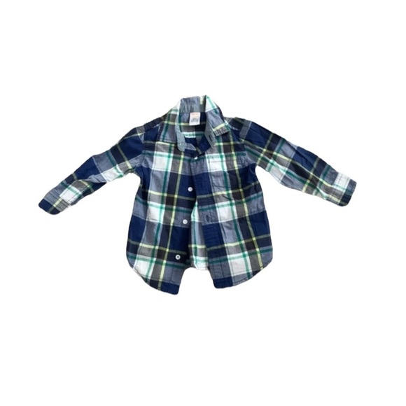 Gymboree | Long Sleeve Button Up Shirt 18-24 Month aPlaid Blue Green - Picture 7 of 9